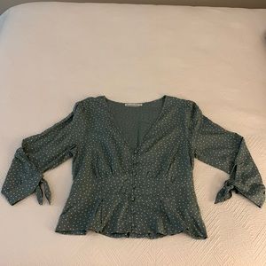 Abercrombie Blue/Green Dotted Blouse size Large